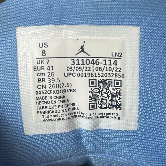 NIKE Air Jordan Dub Zero University of Blue White/Grey Sneaker 311046 114 Mens 8 main image 10